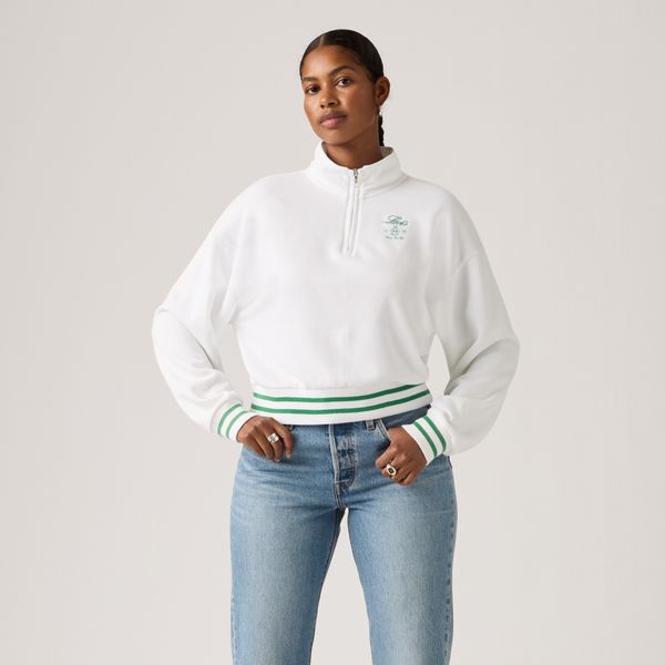 Levi's® Women's Graphic Everyday Quarter Zip Sweatshirt-Whites