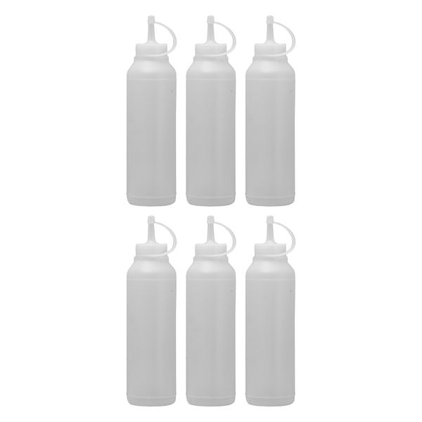Regent Round Plastic Sauce Bottle White 6 Pack, (500ml)