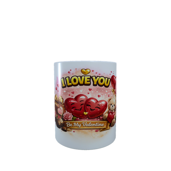 I Love You Valentine Teddy Hearts Ceramic Mug Gift