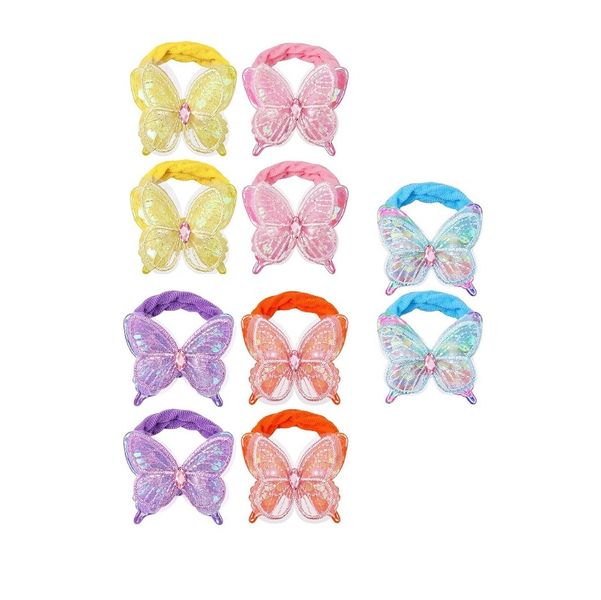 10 Pack Butterfly Hair Ties For Girls Elastic Bands Bows Holders
