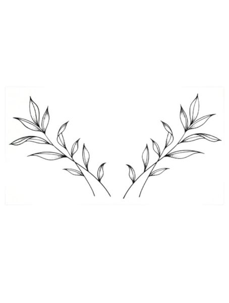 1 Piece - Symmetrical Leaf Design Temporary Tattoo - Black