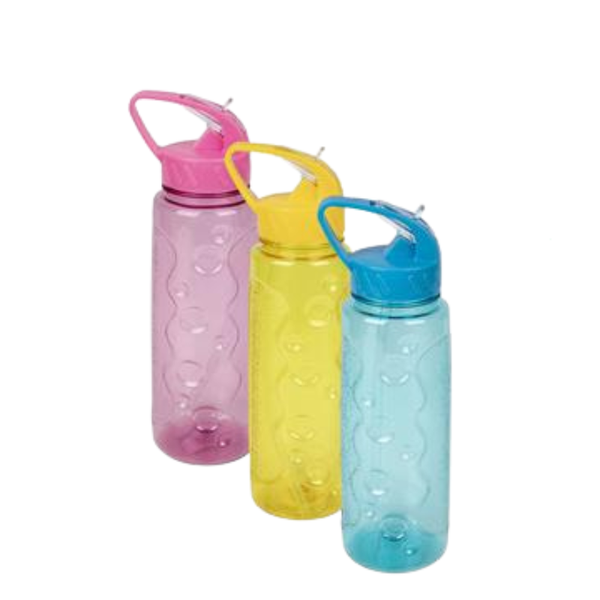 Water Bottle With Straw Wave Design - 730ml - 3 Pack