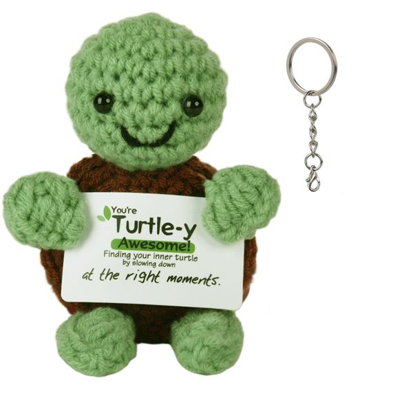 Handmade Crochet Sea Turtle with Positive Card, Positive Gift