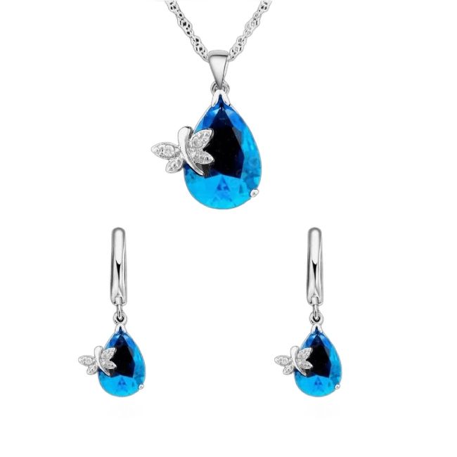 925 Silver Cubic Zirconia Water Droplet Jewellery Set Shop Today. Get