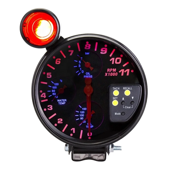 KR Auto 4-in-1 Tachometer: RPM/ Water/ Oil Temp / Oil Pressure (5-inch)