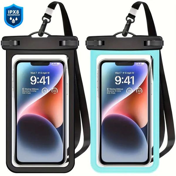 2PCS Universal Waterproof Touchable Phone Pouch Black and Blue- YKR002