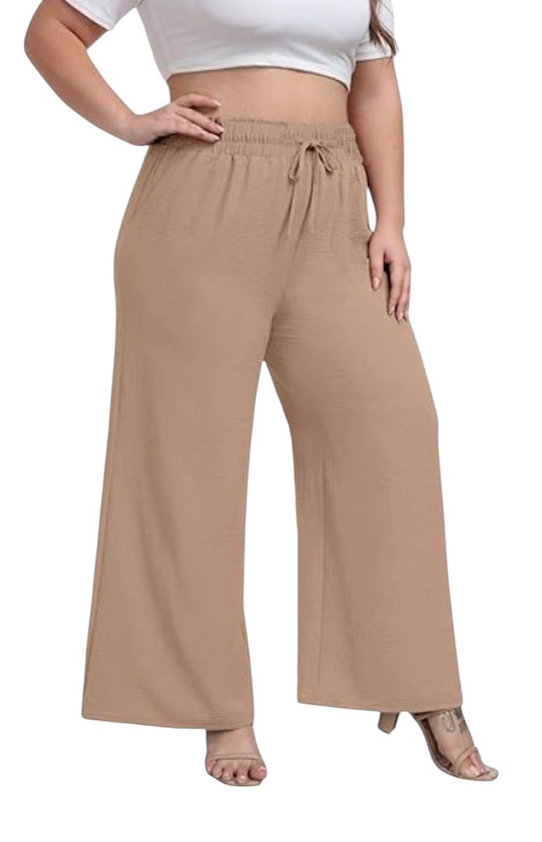 Casual loose fit pants with faux drawstring shop today get it