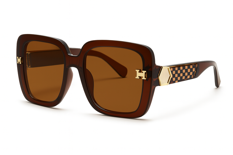 Bold Square Sunglasses with Gold Accents