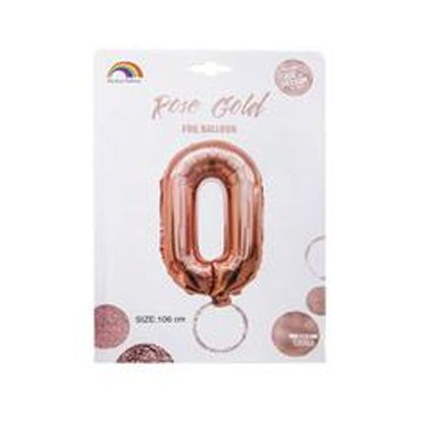 Balloon Number 0 Helium Foil Rose Gold - 102cm