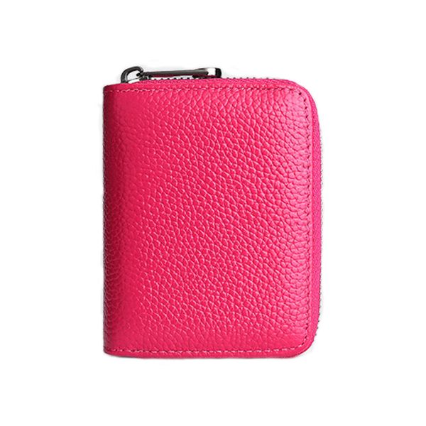 Credit Card Holder Wallet Blocking Case Zipper Card Organizer - Red