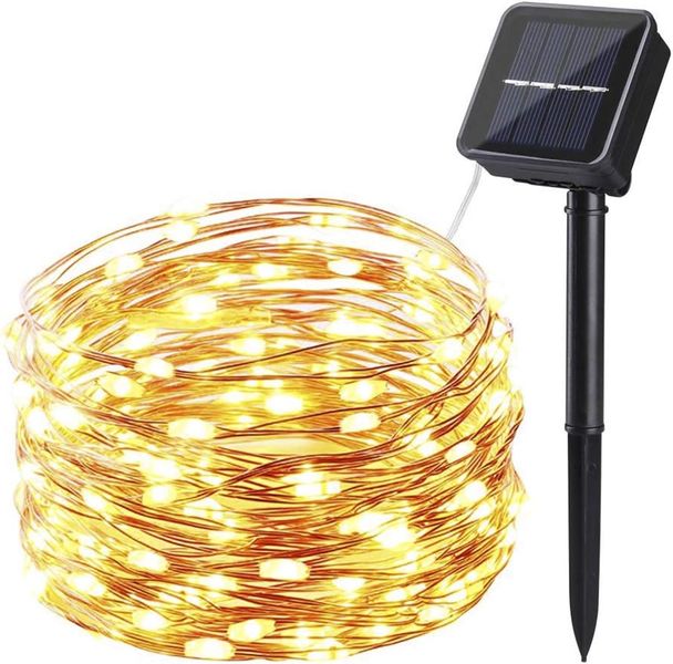 10meter Solar Powered Outdoor LED Light Warm White For Garden, Patio, Yard