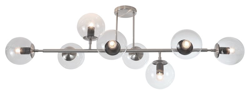 8 Light Molecular Glass Ball Ceiling Fitting in Satin Chrome