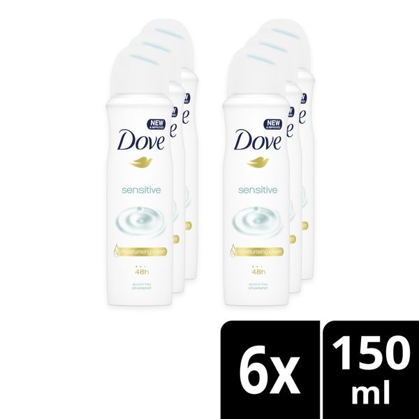 Dove Sensitive Antiperspirant Deodorant Body Spray 6x150ml