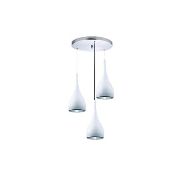 ACDC - 230v 3x60w E14 Pendant Steel &amp; Aluminium White