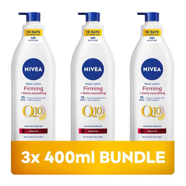 1 x NIVEA Q10 Firming + Nourishing Argan Oil Body Lotion, 400ml, Pack of 3