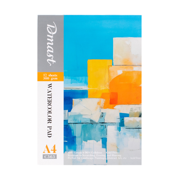Dmast Watercolor Pad A4, 300g, 12 Sheets White