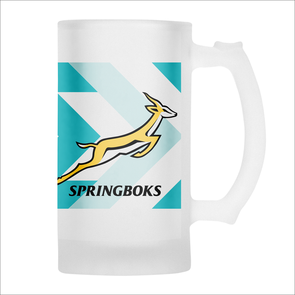 SPRINGBOKS Rugby Frosted Glass Beer Mug - RWC White Jersey