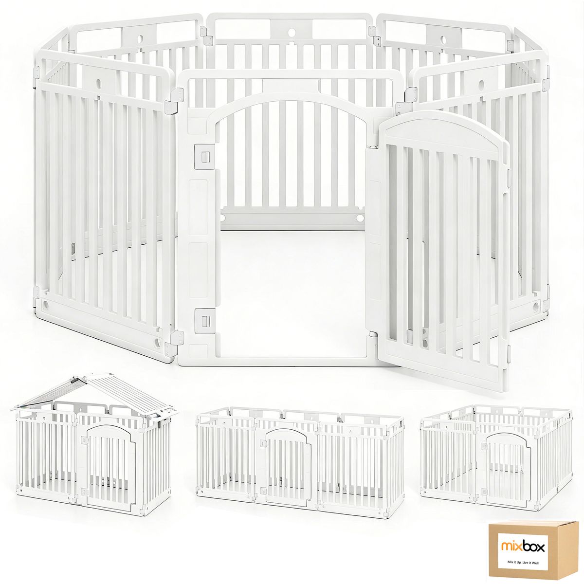Mix Box Plastic 8 Panel Baby & Pet Playpen with Lock Door for M Pet/Infant
