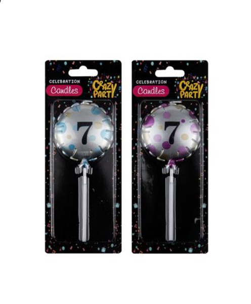 Crazy Party - Round Balloon Birthday Candles "7" x 4