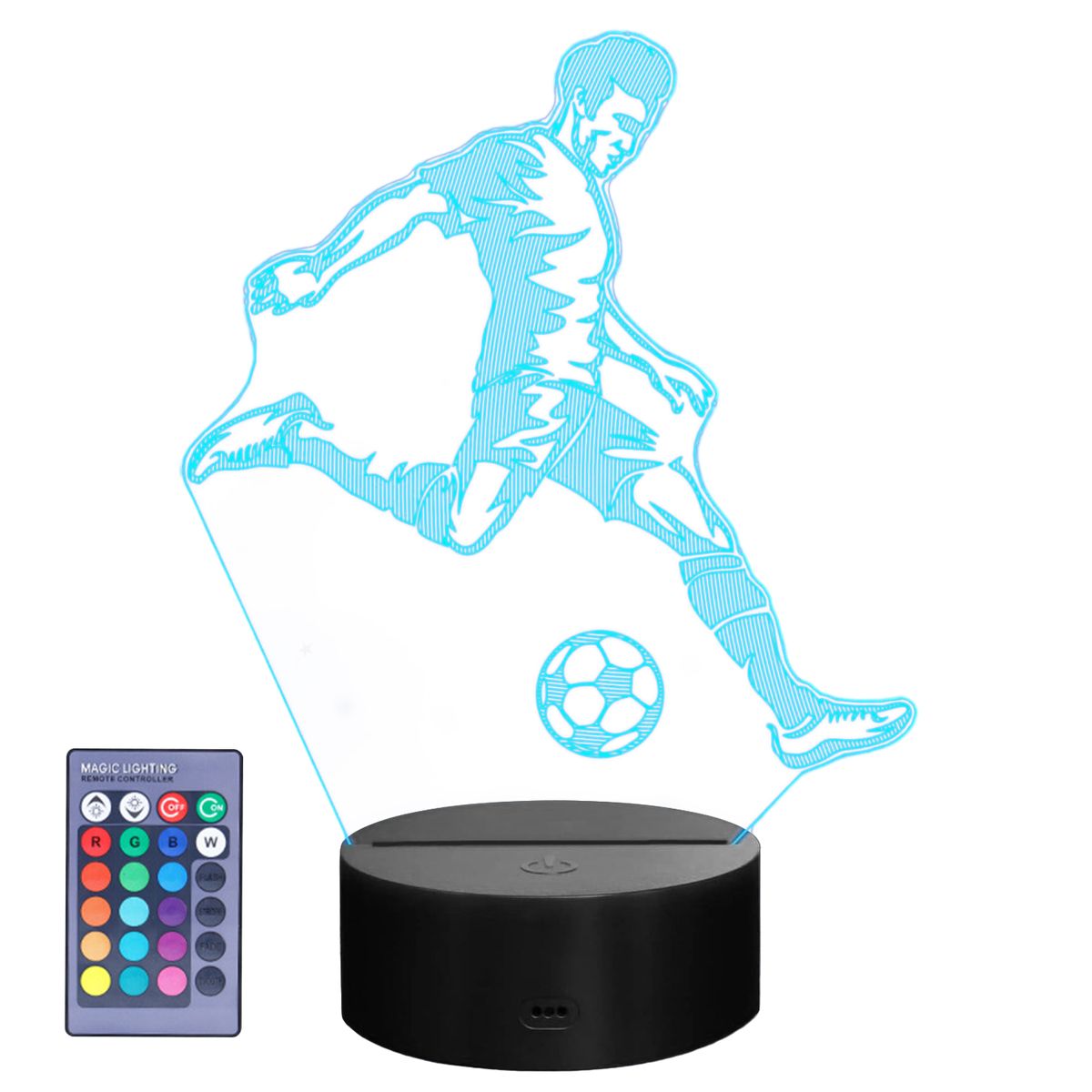 Soccer Night Light, 3D Optical Illusion Lamp with Remote Control