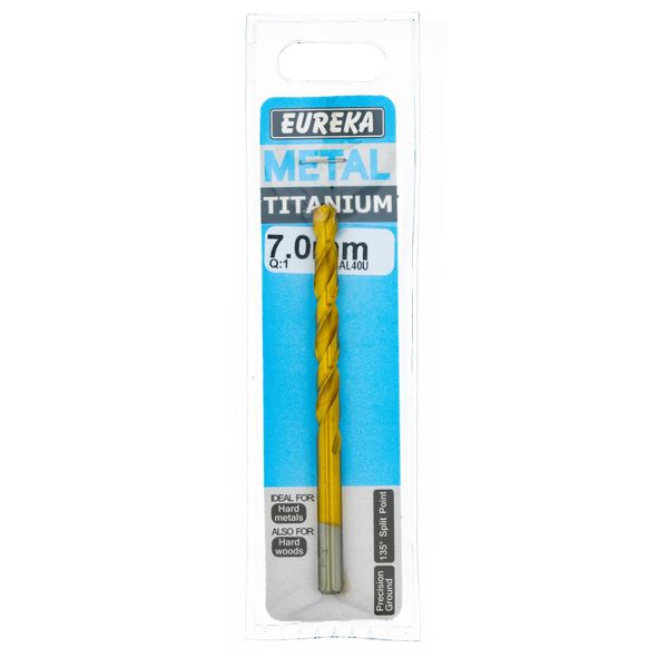 EUREKA DRILL BITS HSS Titanium Gold 7mm Q:1 for Metal 4AL40U
