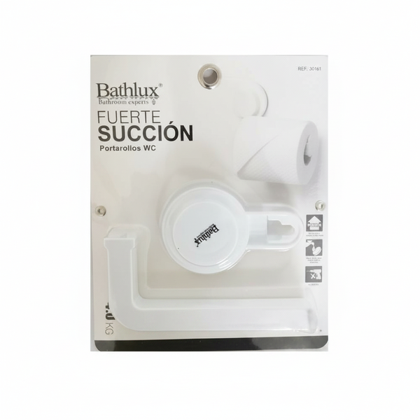 Bathlux Toilet Roll Holder with Suction Cup - Durable Plastic Design