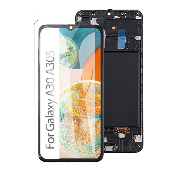 Lcd Screen Replacement for Samsung galaxy A30 with Tempered Glass