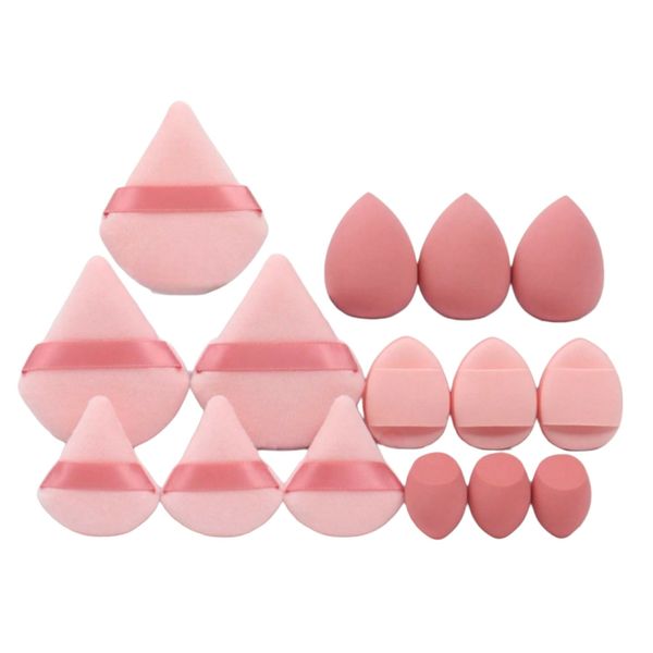 15 piece Beauty Sponges and Powder Puffs Makeup Tools Set Watermelon Pink
