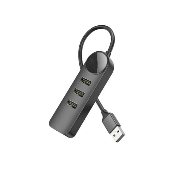4-in-1 USB Hub with 3 USB Ports and RJ45 Ethernet Adapter - Black DH6