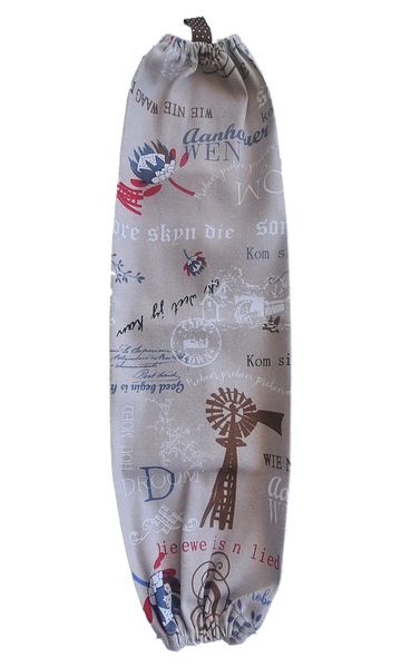 Plastic Bag Holder Protea's, Afrikaans Words, Windmill - Red/Beige/White