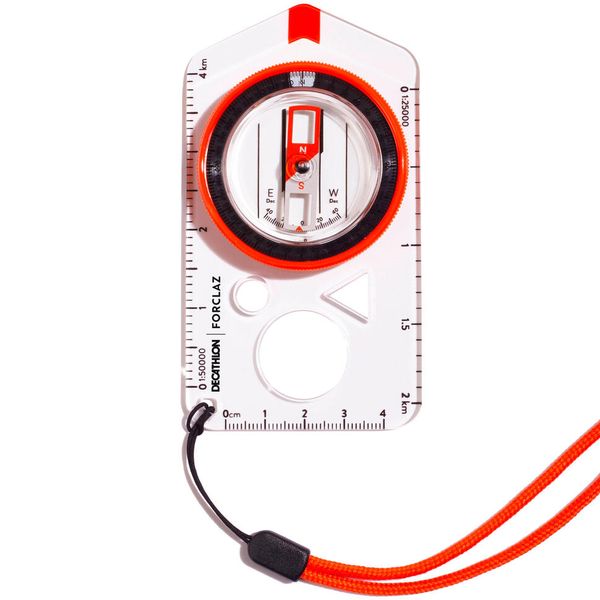 Forclaz Explorer 500 baseplate orienteering and hiking compass - orange