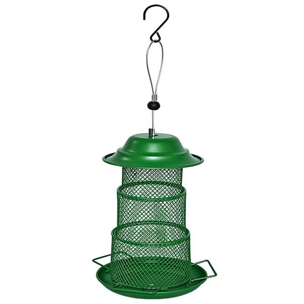 Outdoor Metal Wild Bird Seed Feeder-3-Tier Perch Stretchable Hanging Type
