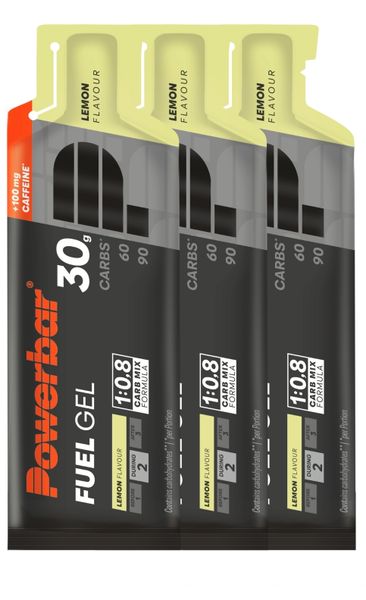 PowerBar Fuel Gel 30 Lemon 100mg Caffeine (3 Pack)