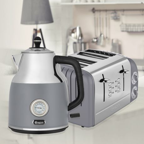 Swan retro grey kettle 2024 and toaster