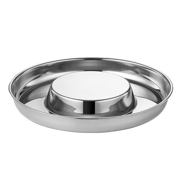 22cm Stainless Steel Flat Slow Feeder Pet Bowl - Anti-Choke Dish for Pets