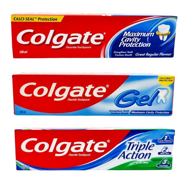 Colgate Toothpaste - Regular + Gel + Triple Action (12 x 100ml)