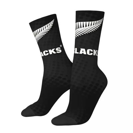All Blacks New Zealand Feather Rugby Supporter Sports Socks - Black/White Image