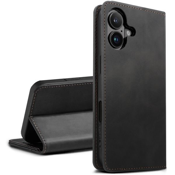 ORRO Black Vegan Leather Wallet Case Compatible with iPhone 17