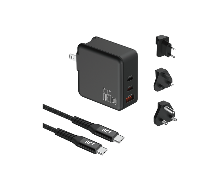 RCT 65W GaN USB-C Fast Charging Travel Kit - PD Power Delivery
