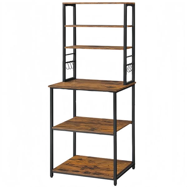 6-Tier Kitchen Storage Rack Kitchen Utensil Rack Microwave Stand with Hooks