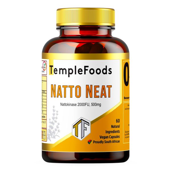 Temple Foods Natto Neat. Japanese Superfood. Nattokinase 2000FU, 500mg.