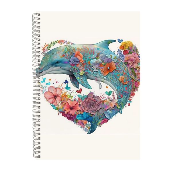 Dolphin Watercolor Heart Notebook Animal Gift Idea Notepad Pad 117