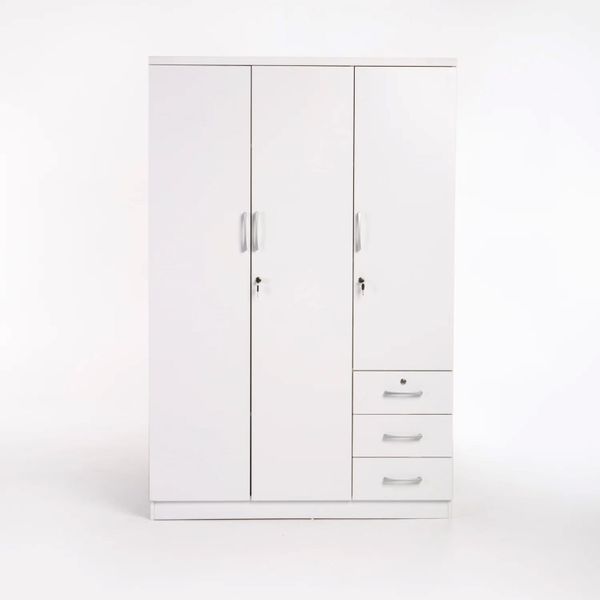 Titan 3 Door 3 Drawer Deluxe Robe-White