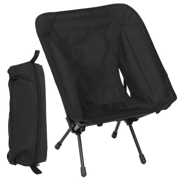 Black Ultralight Camping Chair Aluminum Frame