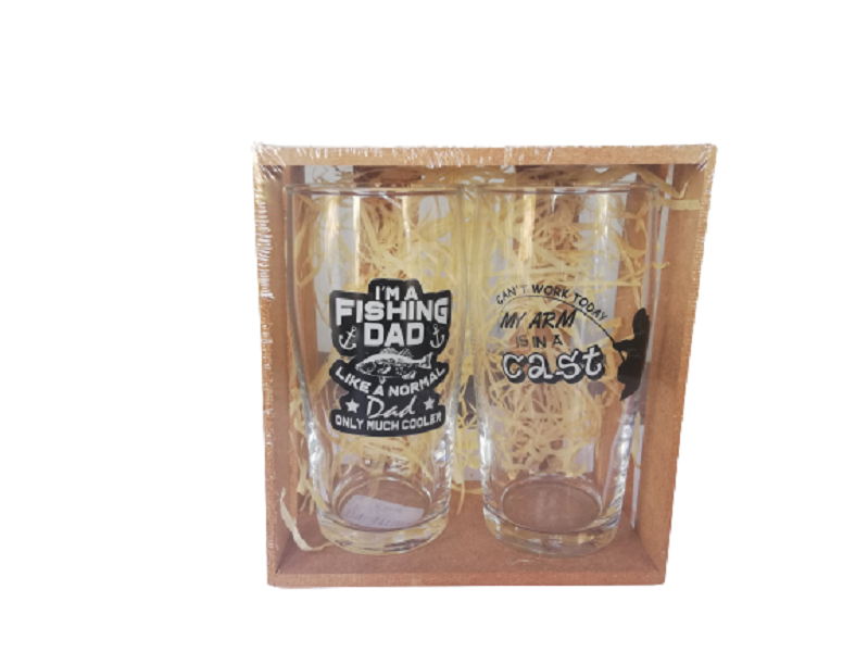 Glass Set with Fishing Connotations- Arm Cast