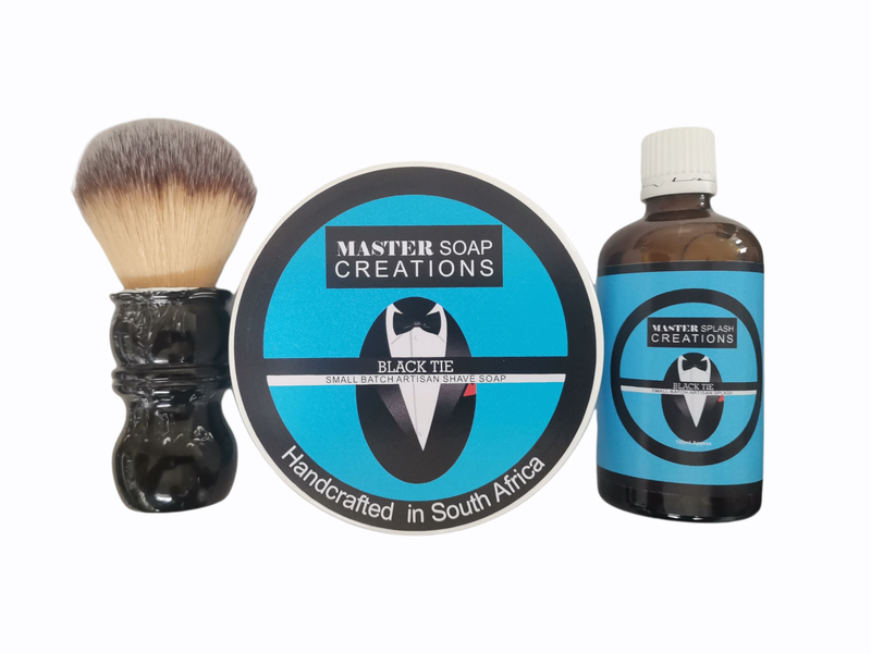 Shaving soap &amp; aftershave splash &amp; shaving brush combo Black Tie