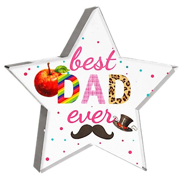 Best Dad Ever Star Acrylic Plaque - Decorative Gift Ornament