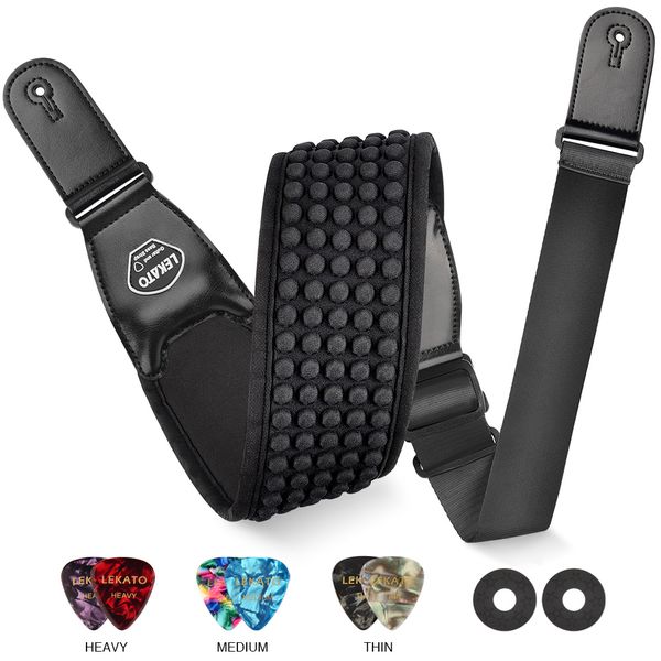LEKATO Guitar Strap Electric Guitars &amp; Bass Belt 3.5" Wide Neoprene Padded