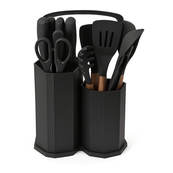 Continental Homeware Kitchen Utensil Set with Board and Organiser Stand 19-Piece