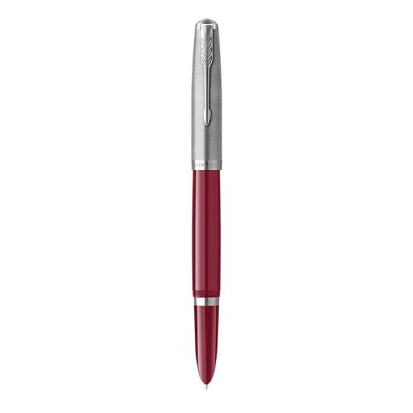 PARKER 51 Fountain Pen - Burgundy Chrome Trim Fine Nib (Black) Gift Box